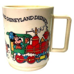 Disneyland Mug Cup Mickey Minnie Train Coffee Tea Milk White 3.5" Tall  USA Made